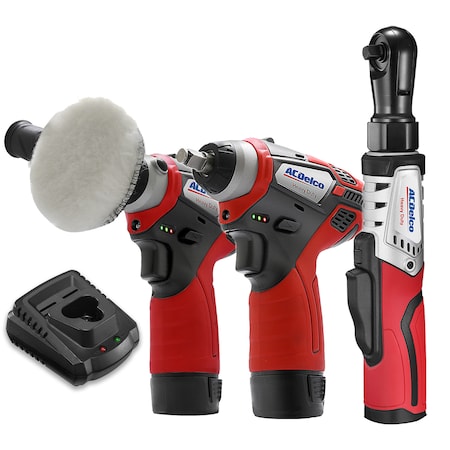 Acdelco G12 K13 Combo, 3/8" BLDC Ratchet & Impact Wrench, 3" Polisher ARW12103-K13
